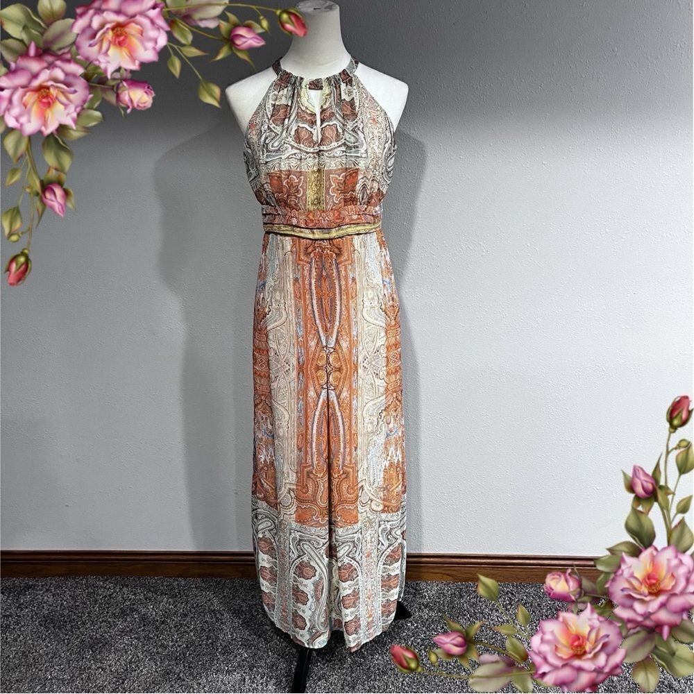 Halter paisley print maxi dress